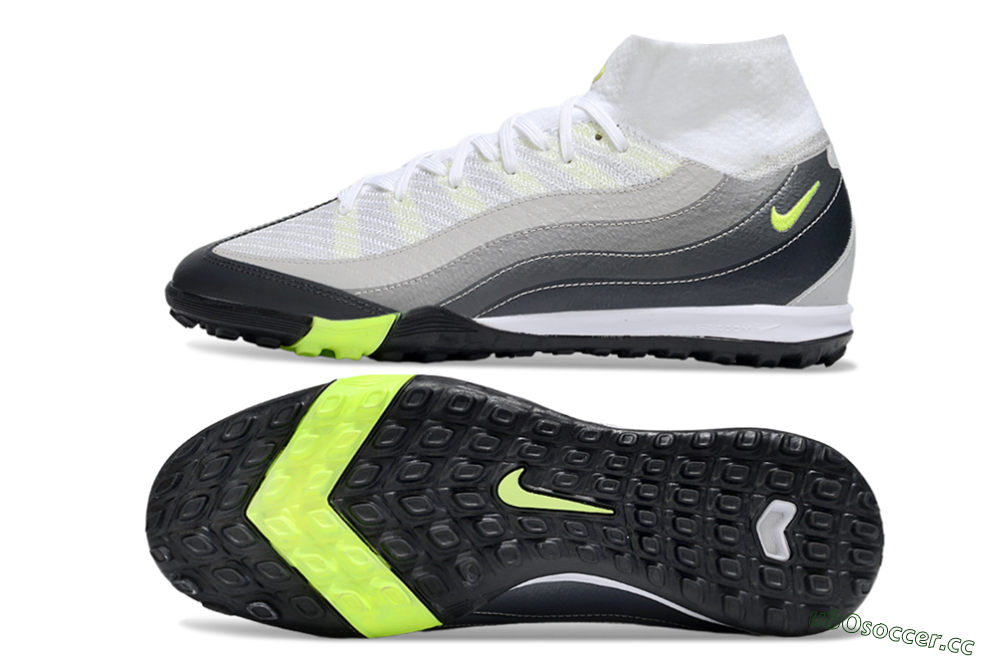Unisex Nike Air Zoom Mercurial Superfly 10 Elite TF Artificial Turf High-Tops Football Shoes - White/Grey/Yellow 1