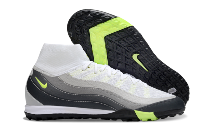 Unisex Nike Air Zoom Mercurial Superfly 10 Elite TF Artificial Turf High-Tops Football Shoes - White/Grey/Yellow