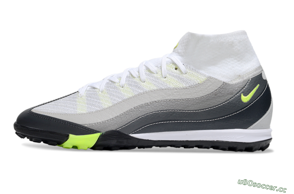 Unisex Nike Air Zoom Mercurial Superfly 10 Elite TF Artificial Turf High-Tops Football Shoes - White/Grey/Yellow 0
