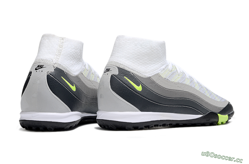 Unisex Nike Air Zoom Mercurial Superfly 10 Elite TF Artificial Turf High-Tops Football Shoes - White/Grey/Yellow 6