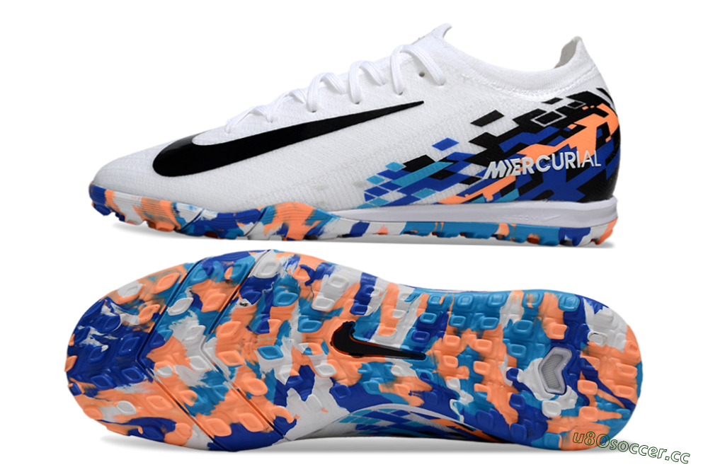 Unisex Nike Air Zoom Mercurial Vapor 16 Elite TF Artificial Turf Low-Tops Football Shoes - White/Black/Orange 1