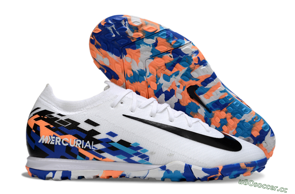 Unisex Nike Air Zoom Mercurial Vapor 16 Elite TF Artificial Turf Low-Tops Football Shoes - White/Black/Orange 2