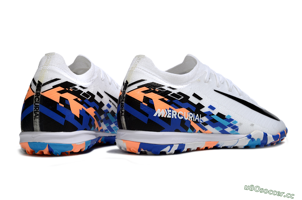 Unisex Nike Air Zoom Mercurial Vapor 16 Elite TF Artificial Turf Low-Tops Football Shoes - White/Black/Orange 6