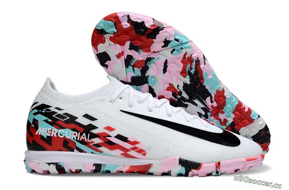 Unisex Nike Air Zoom Mercurial Vapor 16 Elite TF Artificial Turf Low-Tops Football Shoes - White/Black/Red 2