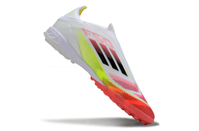 Unisex Adidas F50 Elite Laceless TF Artificial Turf Low-Tops Football Shoes - White/Red/Yellow