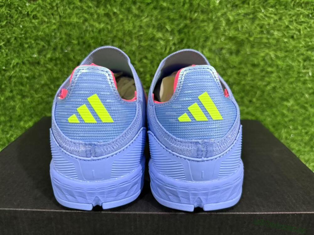 Unisex Adidas F50 Elite Laceless TF Artificial Turf Low-Tops Football Shoes - Blue/Pink/Yellow