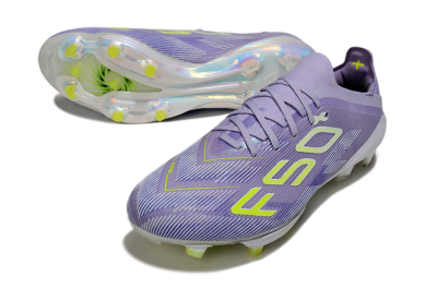 Unisex Adidas F50+ Elite Lightstrike Pro FG Firm Ground Low-Tops Football Boots - Purple/Yellow/White