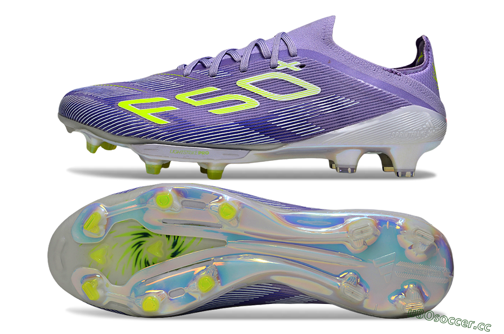Unisex Adidas F50+ Elite Lightstrike Pro FG Firm Ground Low-Tops Football Boots - Purple/Yellow/White 1