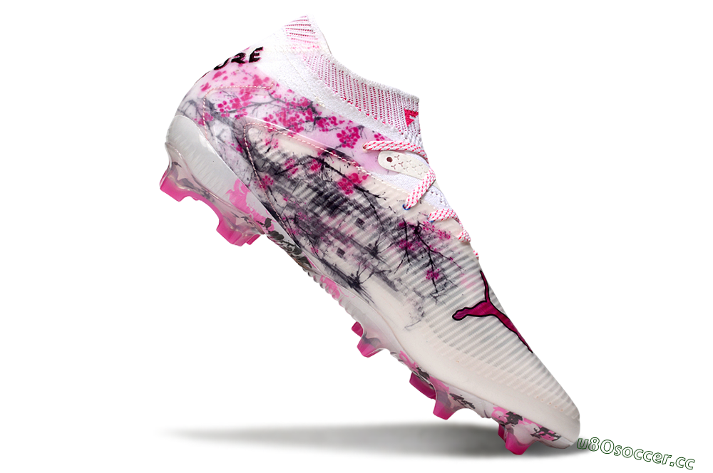 Unisex Puma Future 8 Ultimate FG Firm Ground Low-Tops Football Boots - White/Pink/Silver 5