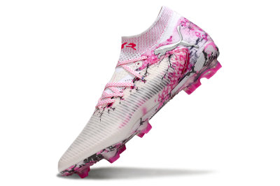 Unisex Puma Future 8 Ultimate FG Firm Ground Low-Tops Football Boots - White/Pink/Silver