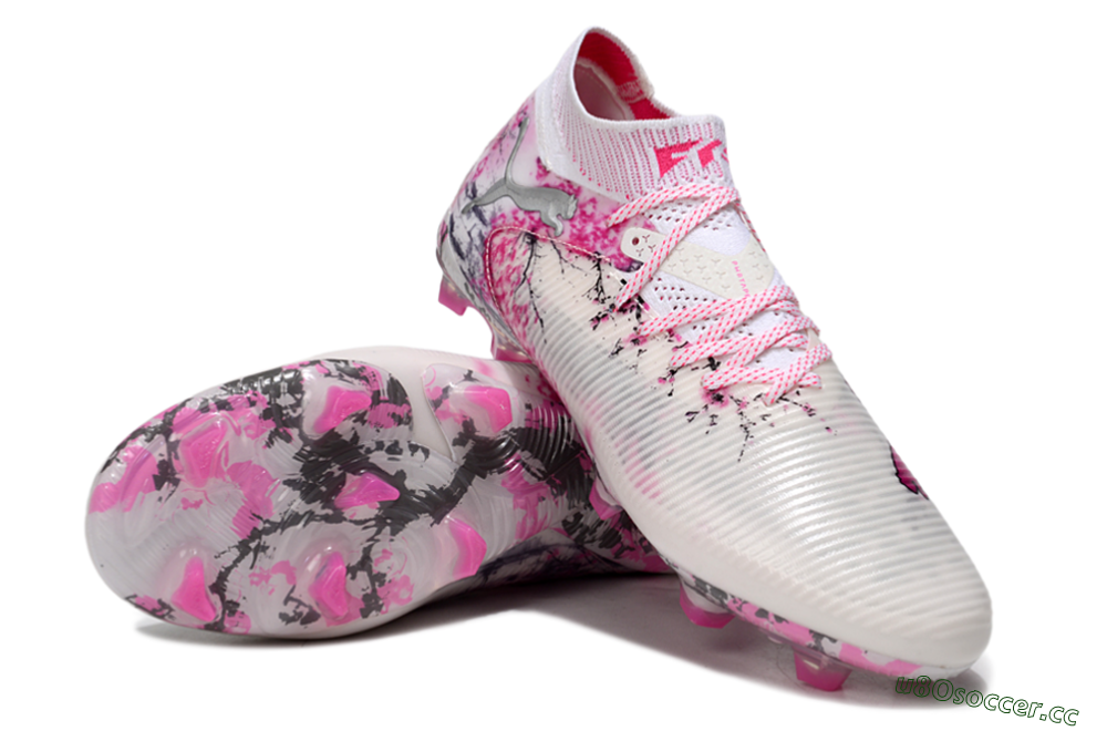 Unisex Puma Future 8 Ultimate FG Firm Ground Low-Tops Football Boots - White/Pink/Silver 4