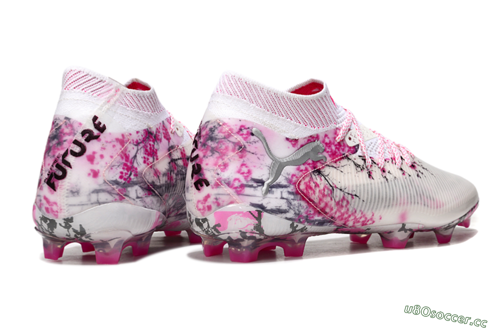 Unisex Puma Future 8 Ultimate FG Firm Ground Low-Tops Football Boots - White/Pink/Silver 7