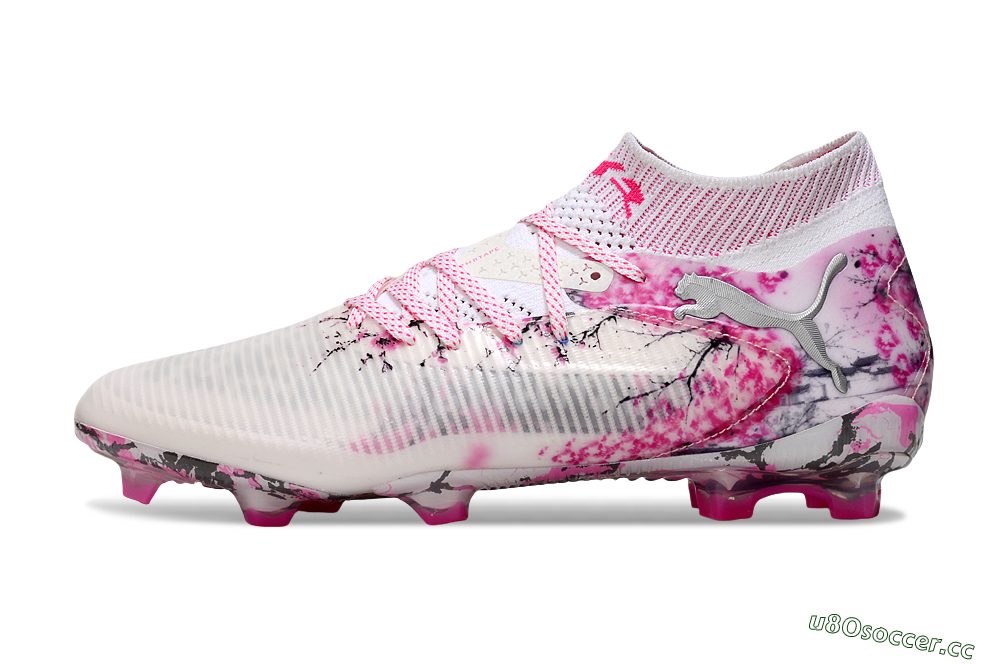 Unisex Puma Future 8 Ultimate FG Firm Ground Low-Tops Football Boots - White/Pink/Silver 0
