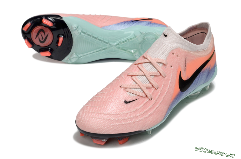 Men's Nike Phantom GX 2 Elite FG Firm Ground Low-Tops Football Boots - Pink/Black/Jade 3