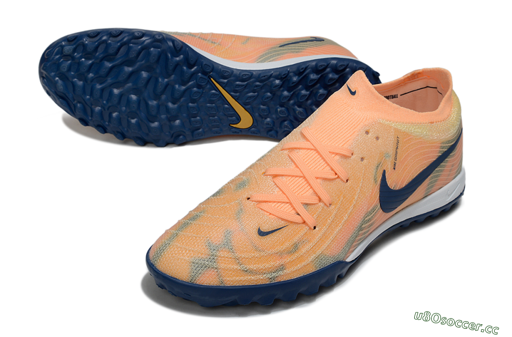 Men's Nike Phantom GX 2 Elite TF Artificial Turf Low-Tops Football Shoes - Orange/Blue/Jade 3