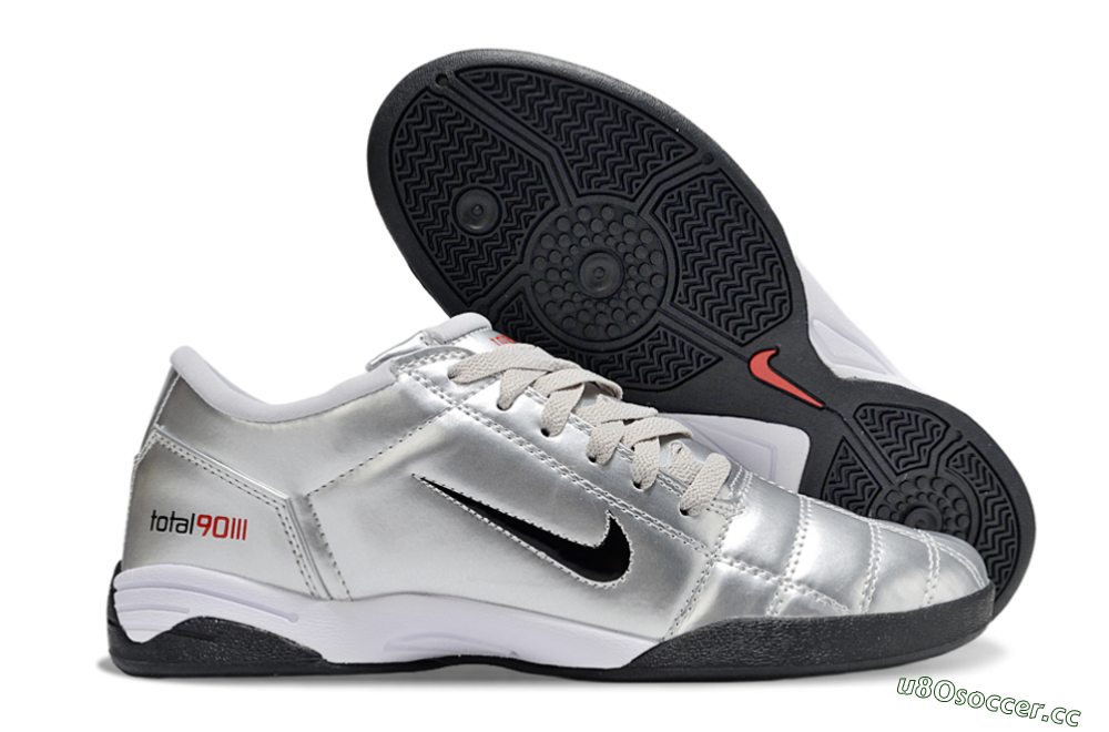 Unisex Nike Total 90 III IC Indoor & Futsal Low-Tops Football Shoes - Silver/Black 2