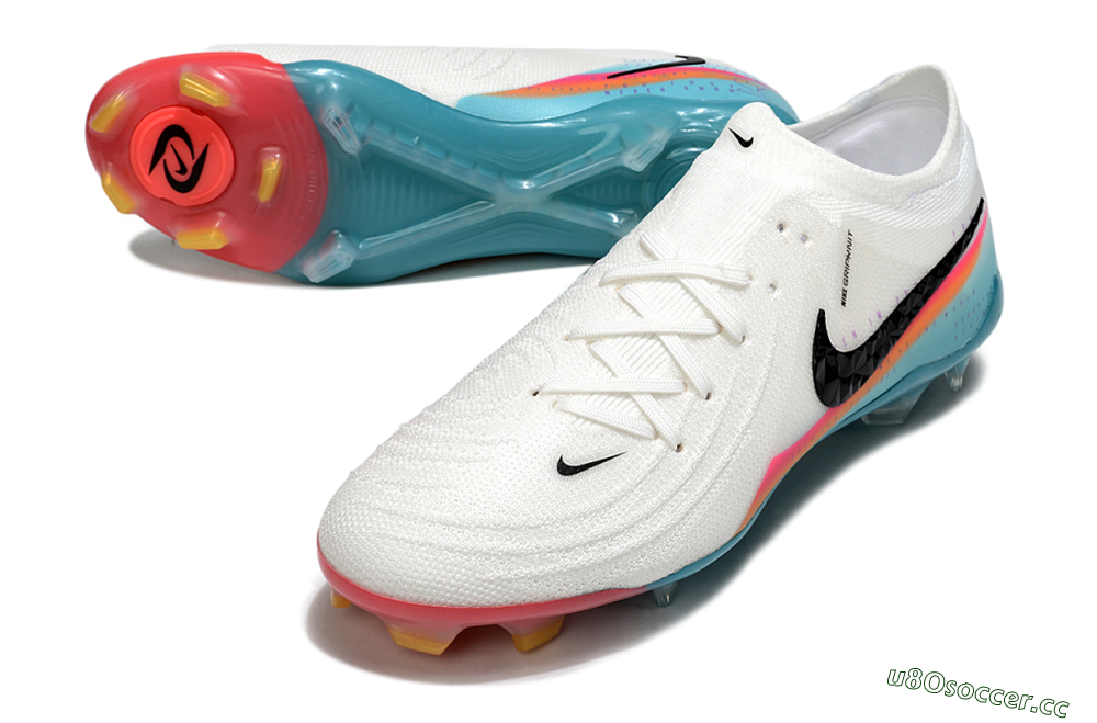Men's Nike Phantom GX 2 Elite FG Firm Ground Low-Tops Football Boots - White/Red/Jade 3