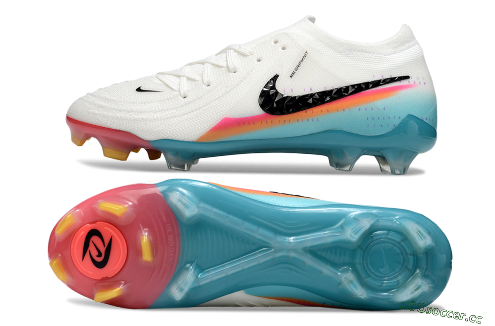 Men's Nike Phantom GX 2 Elite FG Firm Ground Low-Tops Football Boots - White/Red/Jade 1
