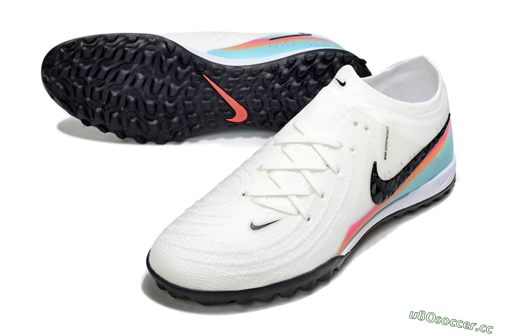 Men's Nike Phantom GX 2 Elite TF Artificial Turf Low-Tops Football Shoes - White/Red/Jade 3