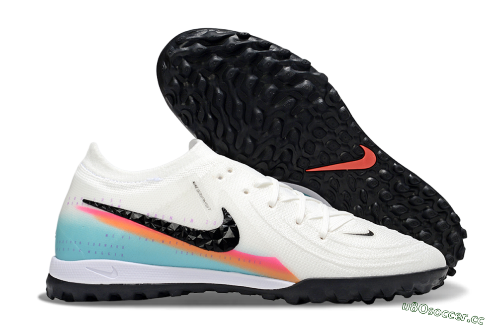 Men's Nike Phantom GX 2 Elite TF Artificial Turf Low-Tops Football Shoes - White/Red/Jade 2