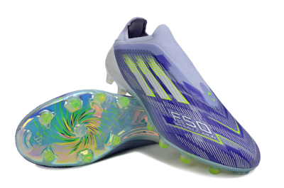 Unisex Adidas F50 Elite Laceless FG Firm Ground Low-Tops Football Boots - Blue/Yellow/Silver