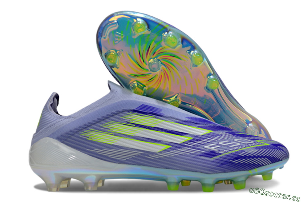 Unisex Adidas F50 Elite Laceless FG Firm Ground Low-Tops Football Boots - Blue/Yellow/Silver 2