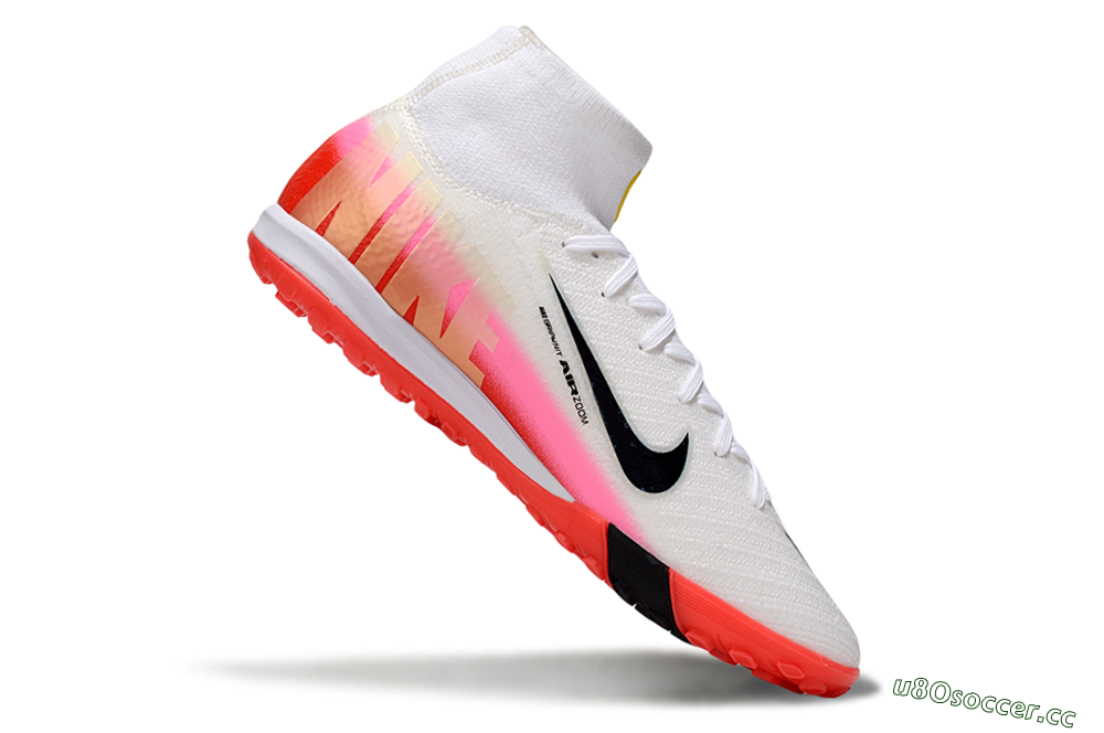 Unisex Nike Air Zoom Mercurial Superfly 10 Elite TF Artificial Turf High-Tops Football Shoes - White/Black/Red 5