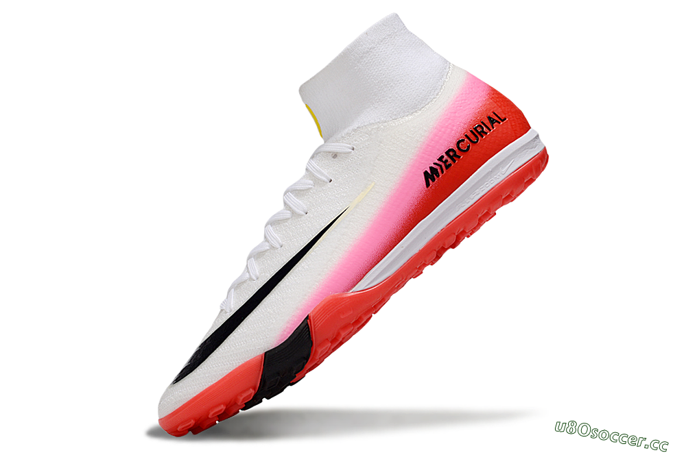 Unisex Nike Air Zoom Mercurial Superfly 10 Elite TF Artificial Turf High-Tops Football Shoes - White/Black/Red 6