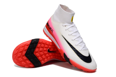Unisex Nike Air Zoom Mercurial Superfly 10 Elite TF Artificial Turf High-Tops Football Shoes - White/Black/Red