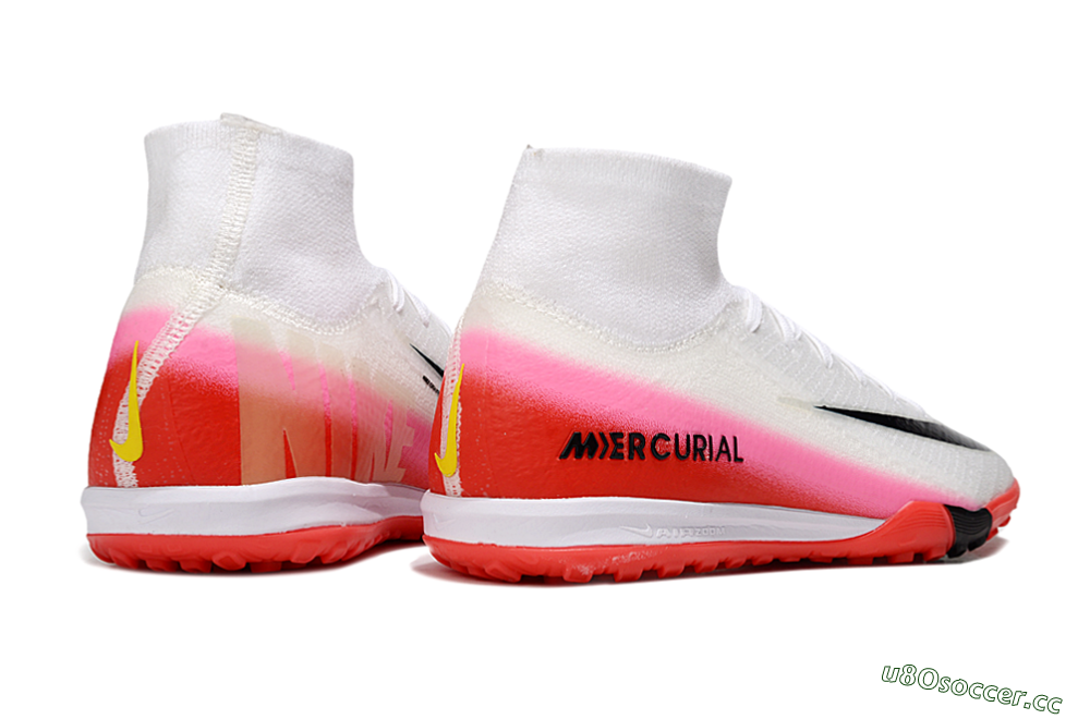 Unisex Nike Air Zoom Mercurial Superfly 10 Elite TF Artificial Turf High-Tops Football Shoes - White/Black/Red 7