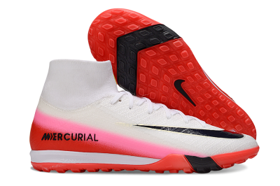 Unisex Nike Air Zoom Mercurial Superfly 10 Elite TF Artificial Turf High-Tops Football Shoes - White/Black/Red