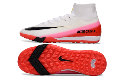 Unisex Nike Air Zoom Mercurial Superfly 10 Elite TF Artificial Turf High-Tops Football Shoes - White/Black/Red