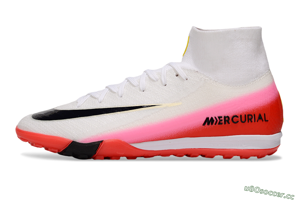 Unisex Nike Air Zoom Mercurial Superfly 10 Elite TF Artificial Turf High-Tops Football Shoes - White/Black/Red 0