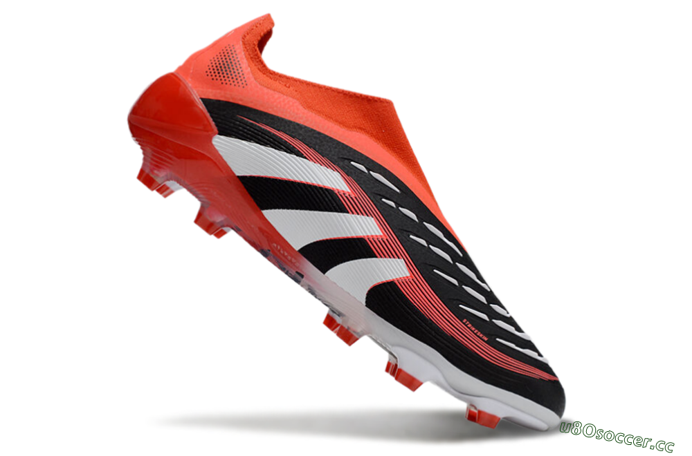 Unisex Adidas Predator 25 Elite Foldover Tongue Laceless FG Firm Ground Low-Tops Football Boots - Black/Red/White 4