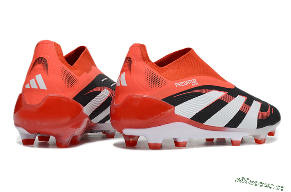 Unisex Adidas Predator 25 Elite Foldover Tongue Laceless FG Firm Ground Low-Tops Football Boots - Black/Red/White 6