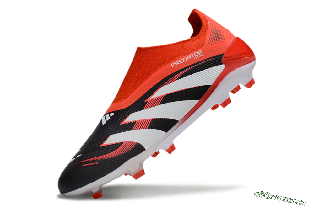 Unisex Adidas Predator 25 Elite Foldover Tongue Laceless FG Firm Ground Low-Tops Football Boots - Black/Red/White 5