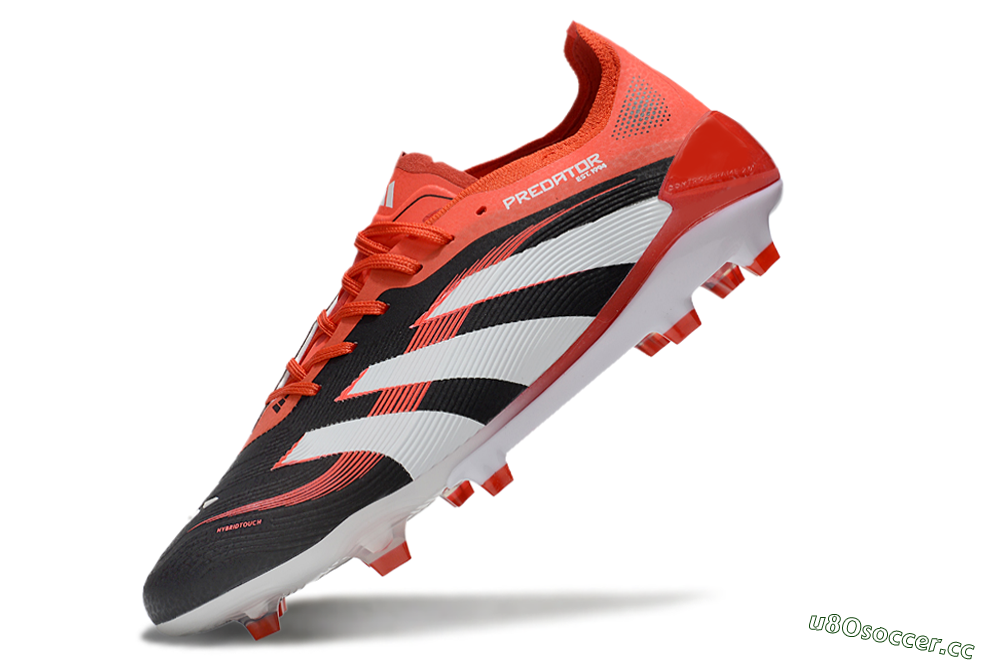 Unisex Adidas Predator 25 Elite FG Firm Ground Low-Tops Football Boots - Black/Red/White 5