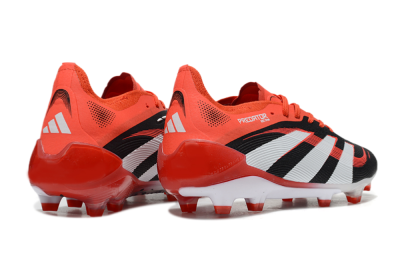 Unisex Adidas Predator 25 Elite FG Firm Ground Low-Tops Football Boots - Black/Red/White
