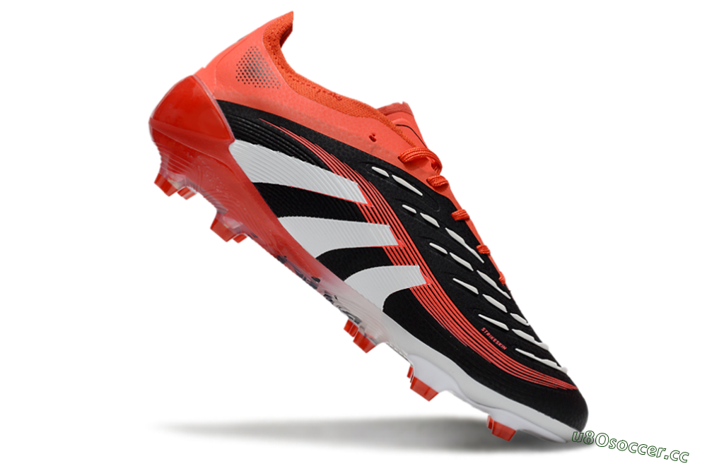Unisex Adidas Predator 25 Elite FG Firm Ground Low-Tops Football Boots - Black/Red/White 4