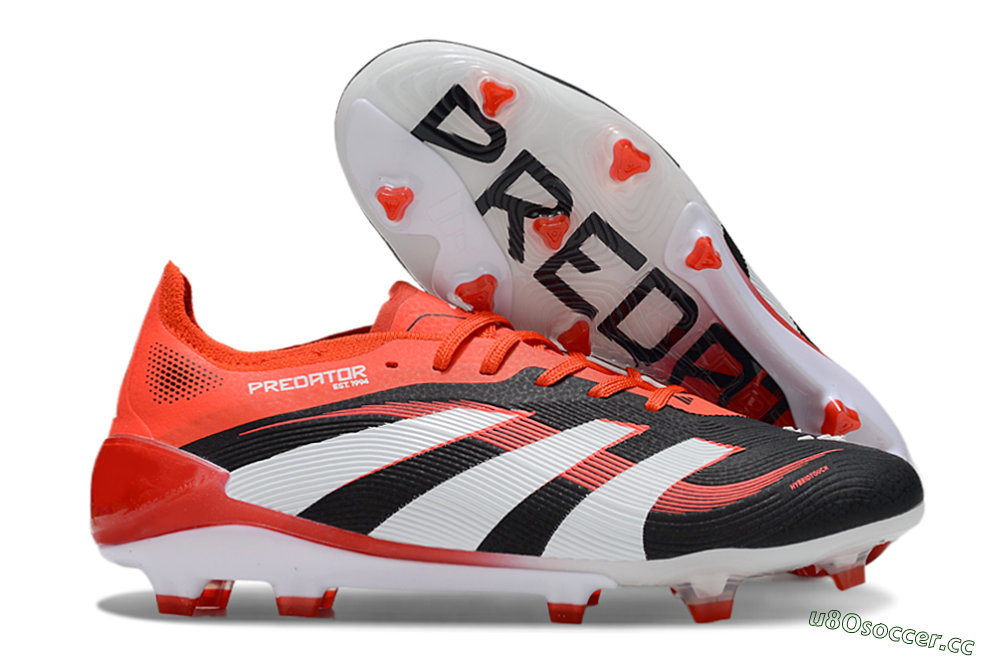 Unisex Adidas Predator 25 Elite FG Firm Ground Low-Tops Football Boots - Black/Red/White 2