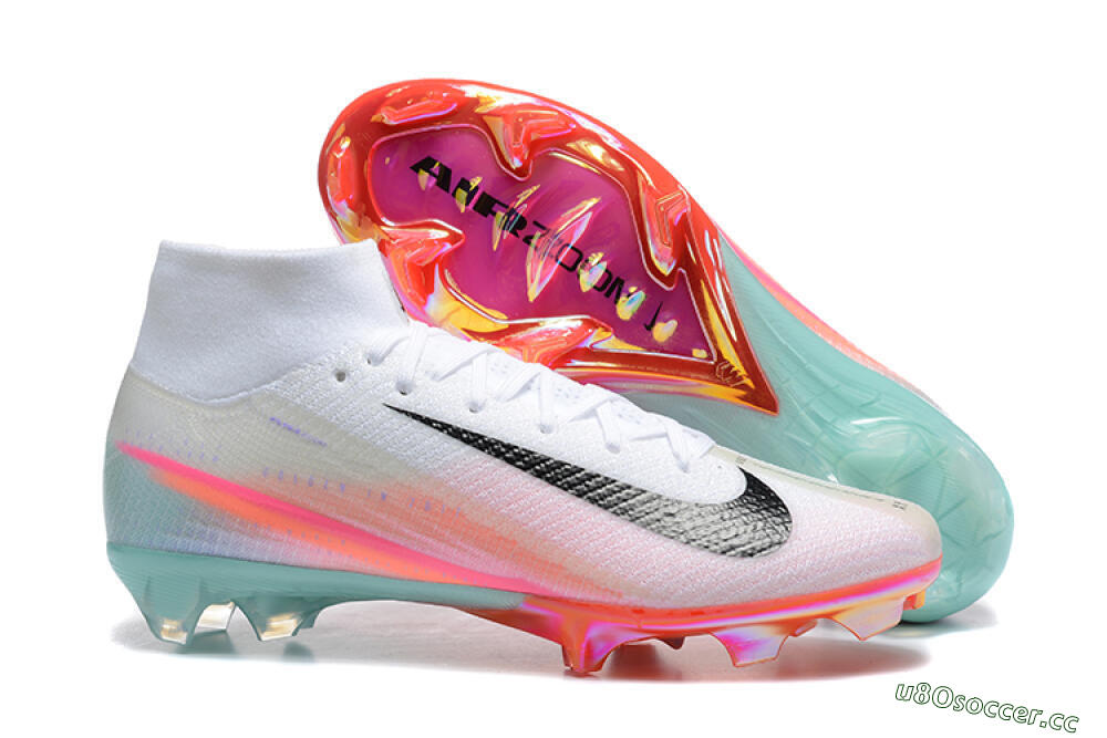 Unisex Nike Air Zoom Mercurial Superfly 10 Elite FG Firm Ground High-Tops Football Boots - White/Pink/Jade 2