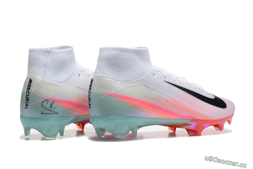 Unisex Nike Air Zoom Mercurial Superfly 10 Elite FG Firm Ground High-Tops Football Boots - White/Pink/Jade 9