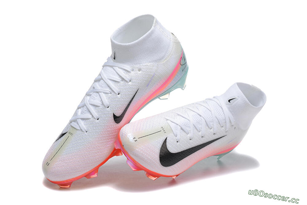 Unisex Nike Air Zoom Mercurial Superfly 10 Elite FG Firm Ground High-Tops Football Boots - White/Pink/Jade 6