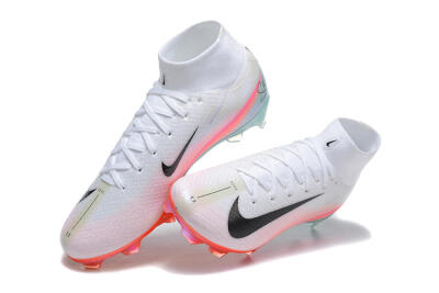 Unisex Nike Air Zoom Mercurial Superfly 10 Elite FG Firm Ground High-Tops Football Boots - White/Pink/Jade
