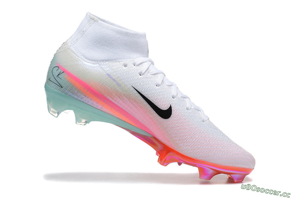 Unisex Nike Air Zoom Mercurial Superfly 10 Elite FG Firm Ground High-Tops Football Boots - White/Pink/Jade 7