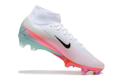Unisex Nike Air Zoom Mercurial Superfly 10 Elite FG Firm Ground High-Tops Football Boots - White/Pink/Jade
