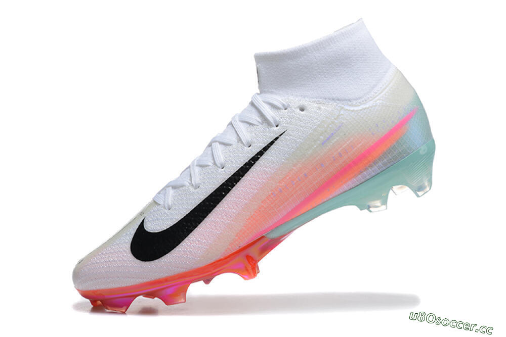 Unisex Nike Air Zoom Mercurial Superfly 10 Elite FG Firm Ground High-Tops Football Boots - White/Pink/Jade 8