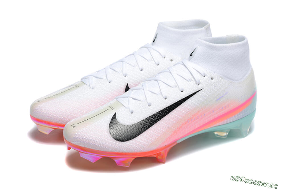 Unisex Nike Air Zoom Mercurial Superfly 10 Elite FG Firm Ground High-Tops Football Boots - White/Pink/Jade 5