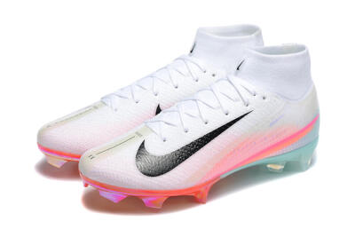 Unisex Nike Air Zoom Mercurial Superfly 10 Elite FG Firm Ground High-Tops Football Boots - White/Pink/Jade