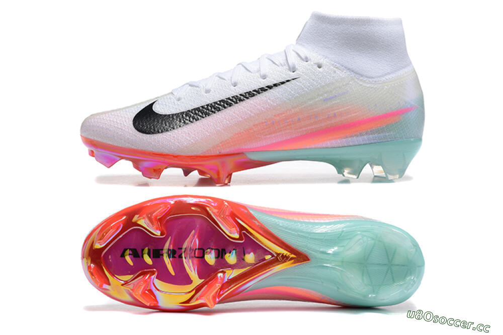 Unisex Nike Air Zoom Mercurial Superfly 10 Elite FG Firm Ground High-Tops Football Boots - White/Pink/Jade 1